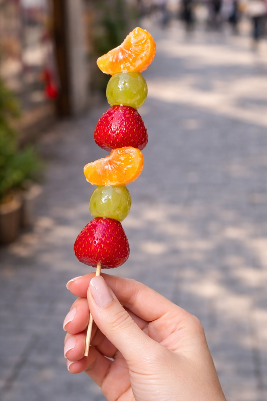 Strawberry, Grape & Tangerine Turtle Shell Crunch - Tanghulu Style
